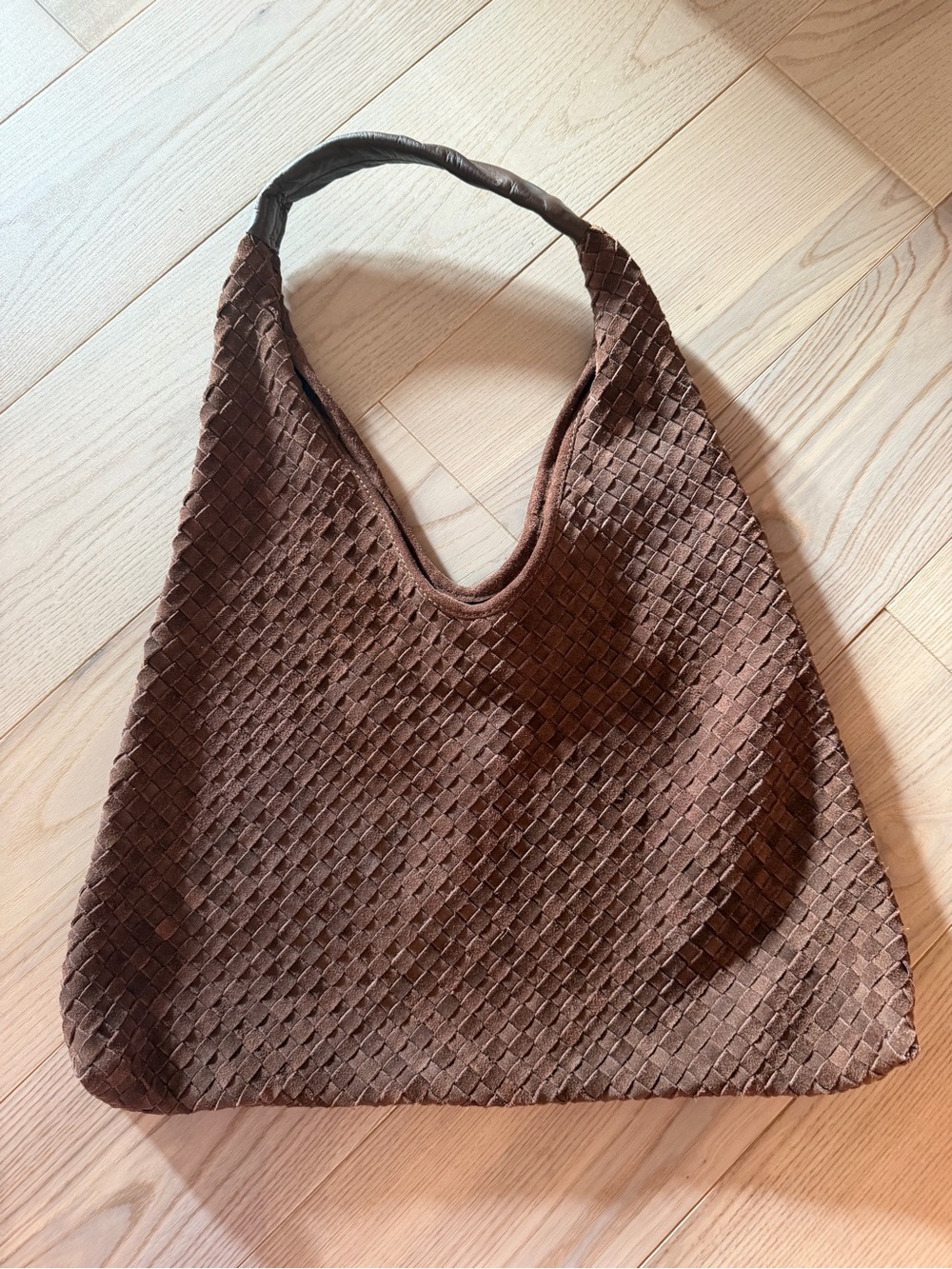 BROWN WOVEN LEATHER BAG MADE IN INDIA TJX NWOT VIRAL TIKTOK - Picture 4 of 9
